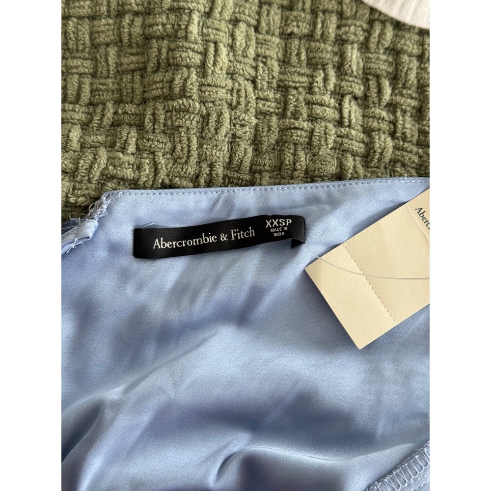 Abercrombie & Fitch Light Blue Satin Twist Front Midi Dress XXS NWT wedding - Picture 8 of 9